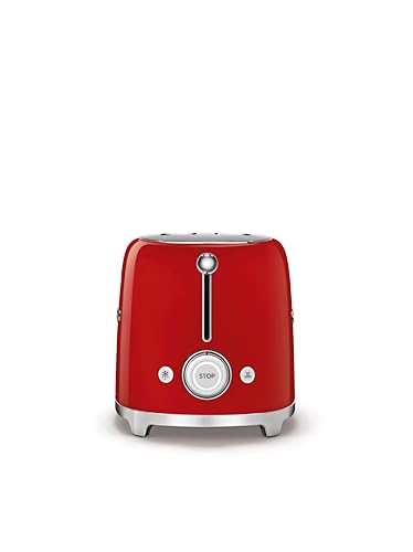 SMEG 2 Slice Toaster with 6 Presets and Defrost Function and Removable Crumb Tray TSF01RDUS, RED