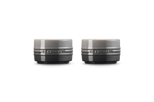 Le Creuset Stoneware Round Ramekin Straight Wall Set of 2, 7 oz. Each, White