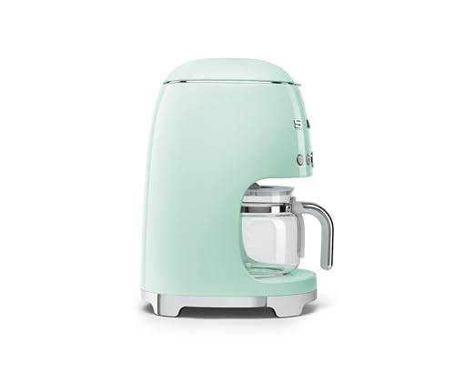 Smeg 50's Retro Style Aesthetic Drip Coffee Machine with 10 Cup Glass Carafe, Auto Start Feature, Keep Warm Plate, and Two Coffee Strength Settings (Red)