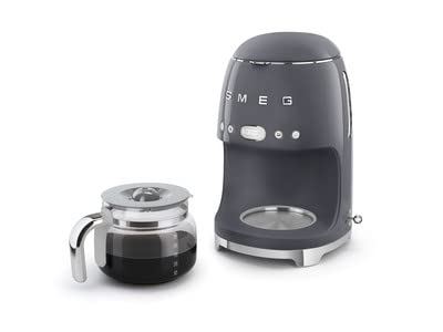 Smeg 50's Retro Style Aesthetic Drip Coffee Machine with 10 Cup Glass Carafe, Auto Start Feature, Keep Warm Plate, and Two Coffee Strength Settings (Red)