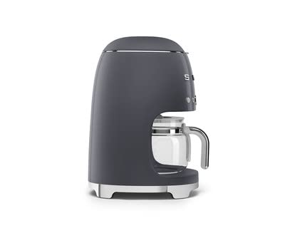 Smeg 50's Retro Style Aesthetic Drip Coffee Machine with 10 Cup Glass Carafe, Auto Start Feature, Keep Warm Plate, and Two Coffee Strength Settings (Red)