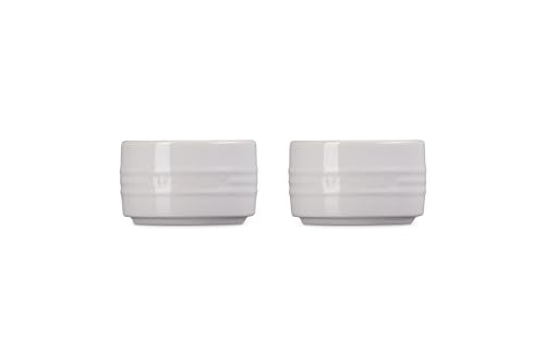 Le Creuset Stoneware Round Ramekin Straight Wall Set of 2, 7 oz. Each, White