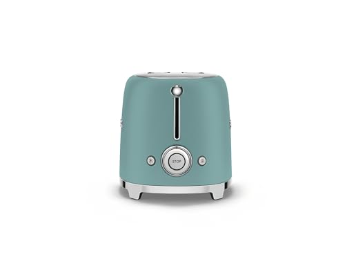 SMEG 2 Slice Toaster with 6 Presets and Defrost Function and Removable Crumb Tray TSF01RDUS, RED