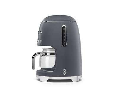 Smeg 50's Retro Style Aesthetic Drip Coffee Machine with 10 Cup Glass Carafe, Auto Start Feature, Keep Warm Plate, and Two Coffee Strength Settings (Red)
