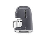 Smeg 50's Retro Style Aesthetic Drip Coffee Machine with 10 Cup Glass Carafe, Auto Start Feature, Keep Warm Plate, and Two Coffee Strength Settings (Red)