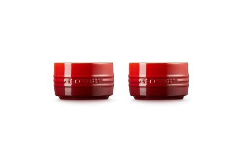 Le Creuset Stoneware Round Ramekin Straight Wall Set of 2, 7 oz. Each, White