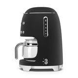 Smeg 50's Retro Style Aesthetic Drip Coffee Machine with 10 Cup Glass Carafe, Auto Start Feature, Keep Warm Plate, and Two Coffee Strength Settings (Red)