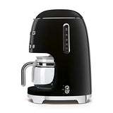 Smeg 50's Retro Style Aesthetic Drip Coffee Machine with 10 Cup Glass Carafe, Auto Start Feature, Keep Warm Plate, and Two Coffee Strength Settings (Red)