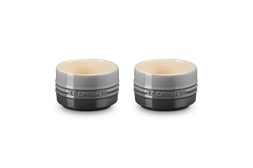 Le Creuset Stoneware Round Ramekin Straight Wall Set of 2, 7 oz. Each, White