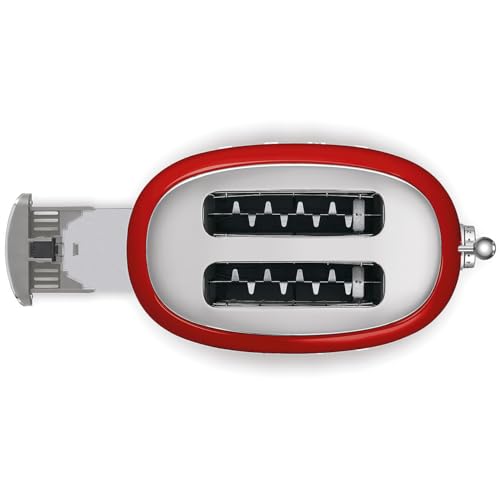 SMEG 2 Slice Toaster with 6 Presets and Defrost Function and Removable Crumb Tray TSF01RDUS, RED