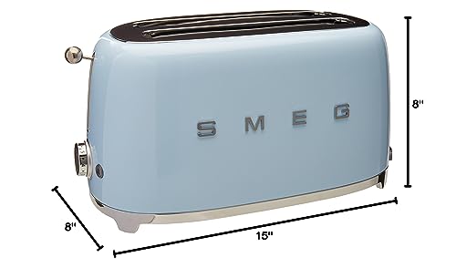 SMEG 2 Slice Toaster with 6 Presets and Defrost Function and Removable Crumb Tray TSF01RDUS, RED