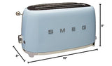 SMEG 2 Slice Toaster with 6 Presets and Defrost Function and Removable Crumb Tray TSF01RDUS, RED