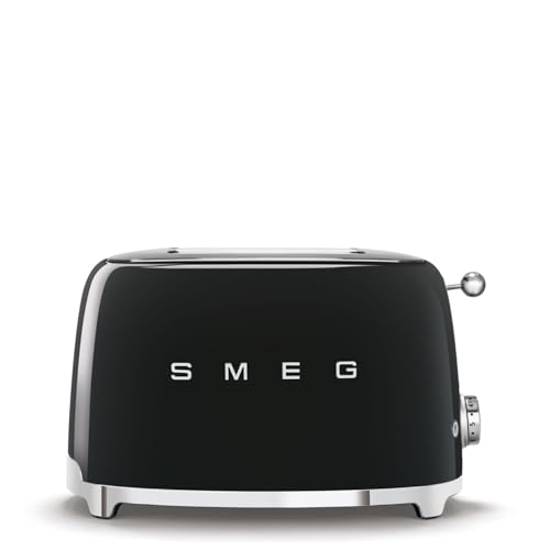 SMEG 2 Slice Toaster with 6 Presets and Defrost Function and Removable Crumb Tray TSF01RDUS, RED