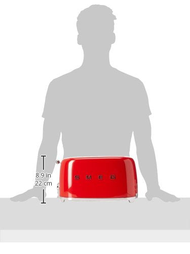 SMEG 2 Slice Toaster with 6 Presets and Defrost Function and Removable Crumb Tray TSF01RDUS, RED