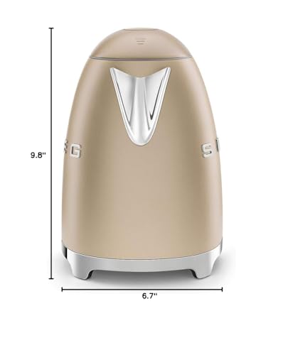 SMEG 50's Retro Style 7 Cup Electric Water Kettle with Automatic Shutoff, Removable Base, and Water Indicator, KLF03CHMUS, Matte Campagne