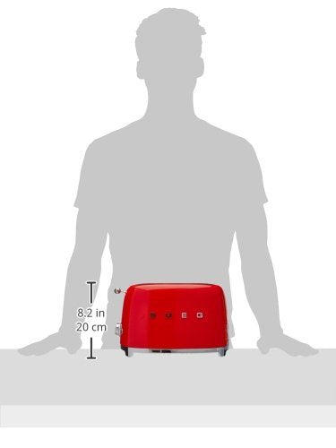 SMEG 2 Slice Toaster with 6 Presets and Defrost Function and Removable Crumb Tray TSF01RDUS, RED