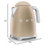 SMEG 50's Retro Style 7 Cup Electric Water Kettle with Automatic Shutoff, Removable Base, and Water Indicator, KLF03CHMUS, Matte Campagne