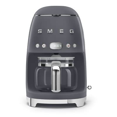 Smeg 50's Retro Style Aesthetic Drip Coffee Machine with 10 Cup Glass Carafe, Auto Start Feature, Keep Warm Plate, and Two Coffee Strength Settings (Red)