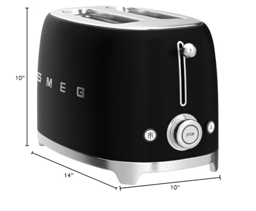 SMEG 2 Slice Toaster with 6 Presets and Defrost Function and Removable Crumb Tray TSF01RDUS, RED