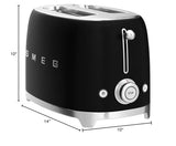SMEG 2 Slice Toaster with 6 Presets and Defrost Function and Removable Crumb Tray TSF01RDUS, RED