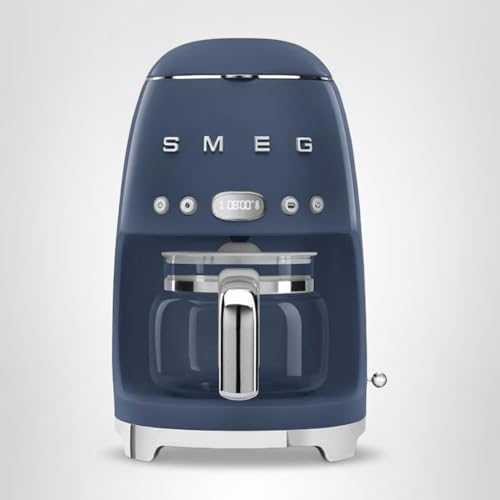 Smeg 50's Retro Style Aesthetic Drip Coffee Machine with 10 Cup Glass Carafe, Auto Start Feature, Keep Warm Plate, and Two Coffee Strength Settings (Red)