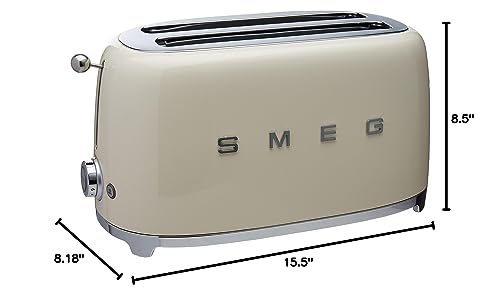 SMEG 2 Slice Toaster with 6 Presets and Defrost Function and Removable Crumb Tray TSF01RDUS, RED