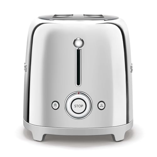 SMEG 2 Slice Toaster with 6 Presets and Defrost Function and Removable Crumb Tray TSF01RDUS, RED