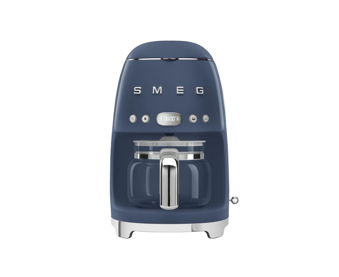 Smeg 50's Retro Style Aesthetic Drip Coffee Machine with 10 Cup Glass Carafe, Auto Start Feature, Keep Warm Plate, and Two Coffee Strength Settings (Red)