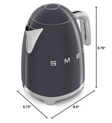 SMEG 50's Retro Style 7 Cup Electric Water Kettle with Automatic Shutoff, Removable Base, and Water Indicator, KLF03CHMUS, Matte Campagne