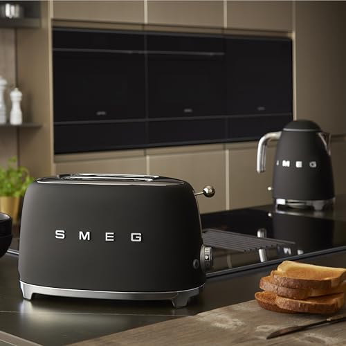 SMEG 2 Slice Toaster with 6 Presets and Defrost Function and Removable Crumb Tray TSF01RDUS, RED