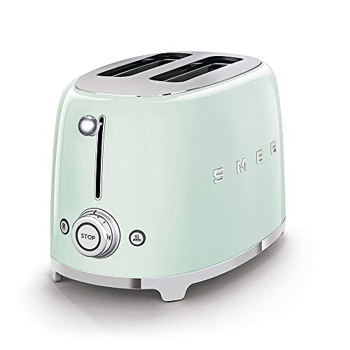 SMEG 2 Slice Toaster with 6 Presets and Defrost Function and Removable Crumb Tray TSF01RDUS, RED