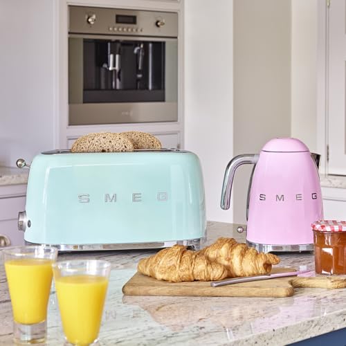 SMEG 2 Slice Toaster with 6 Presets and Defrost Function and Removable Crumb Tray TSF01RDUS, RED