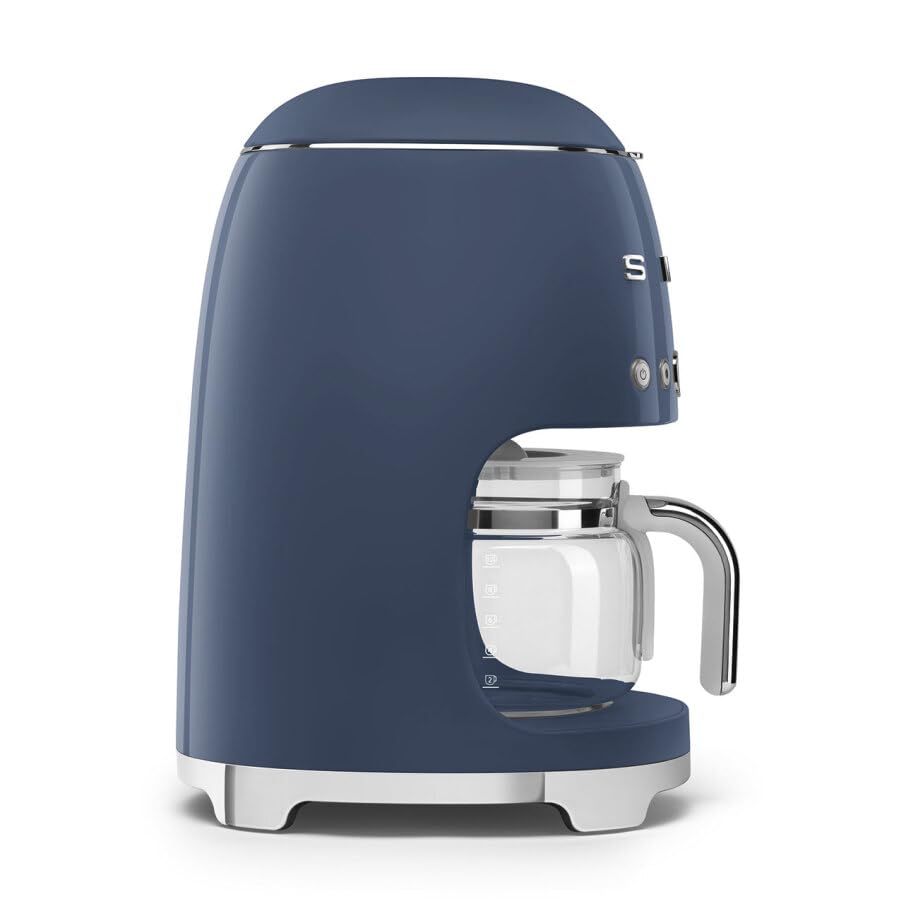 Smeg 50's Retro Style Aesthetic Drip Coffee Machine with 10 Cup Glass Carafe, Auto Start Feature, Keep Warm Plate, and Two Coffee Strength Settings (Red)