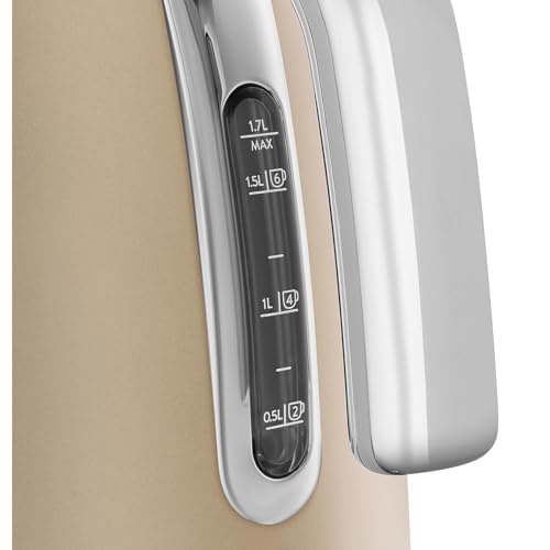 SMEG 50's Retro Style 7 Cup Electric Water Kettle with Automatic Shutoff, Removable Base, and Water Indicator, KLF03CHMUS, Matte Campagne