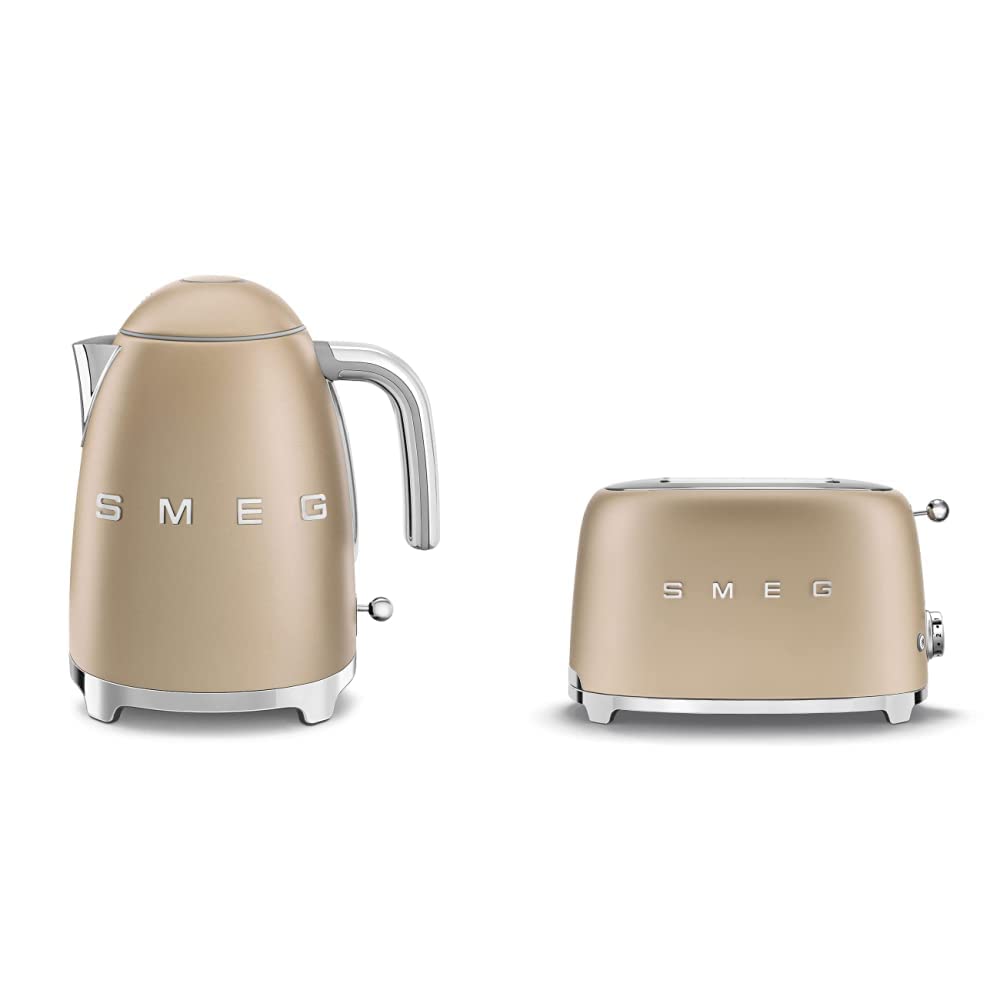 SMEG 50's Retro Style 7 Cup Electric Water Kettle with Automatic Shutoff, Removable Base, and Water Indicator, KLF03CHMUS, Matte Campagne