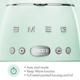 Smeg 50's Retro Style Aesthetic Drip Coffee Machine with 10 Cup Glass Carafe, Auto Start Feature, Keep Warm Plate, and Two Coffee Strength Settings (Red)