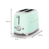 SMEG 2 Slice Toaster with 6 Presets and Defrost Function and Removable Crumb Tray TSF01RDUS, RED