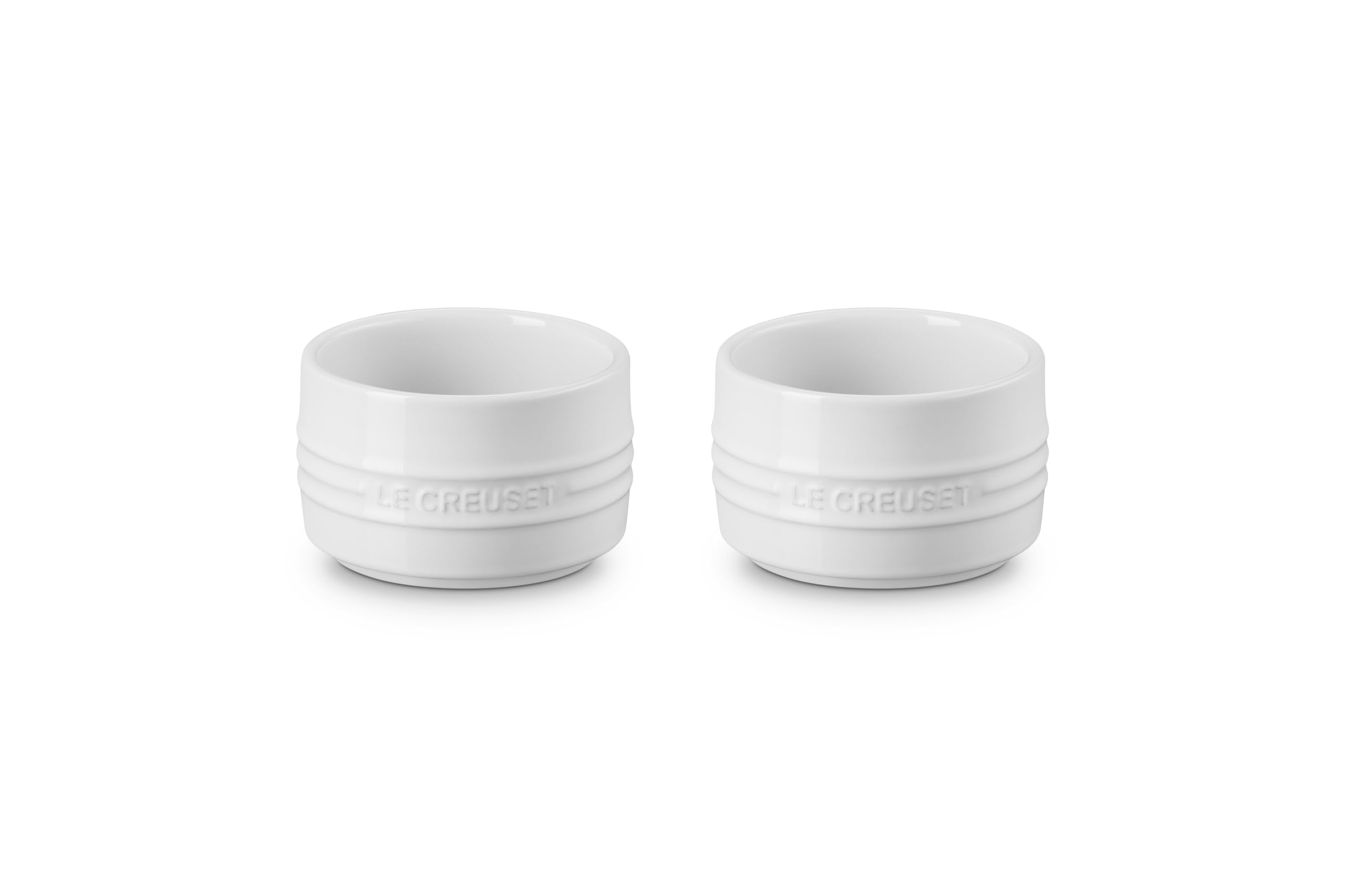 Le Creuset Stoneware Round Ramekin Straight Wall Set of 2, 7 oz. Each, White