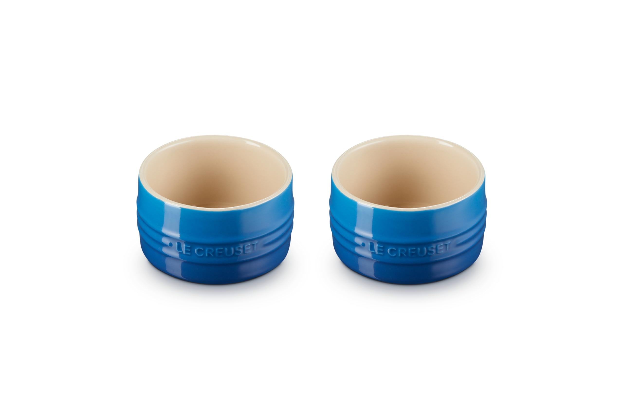 Le Creuset Stoneware Round Ramekin Straight Wall Set of 2, 7 oz. Each, White