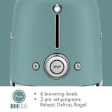 SMEG 2 Slice Toaster with 6 Presets and Defrost Function and Removable Crumb Tray TSF01RDUS, RED