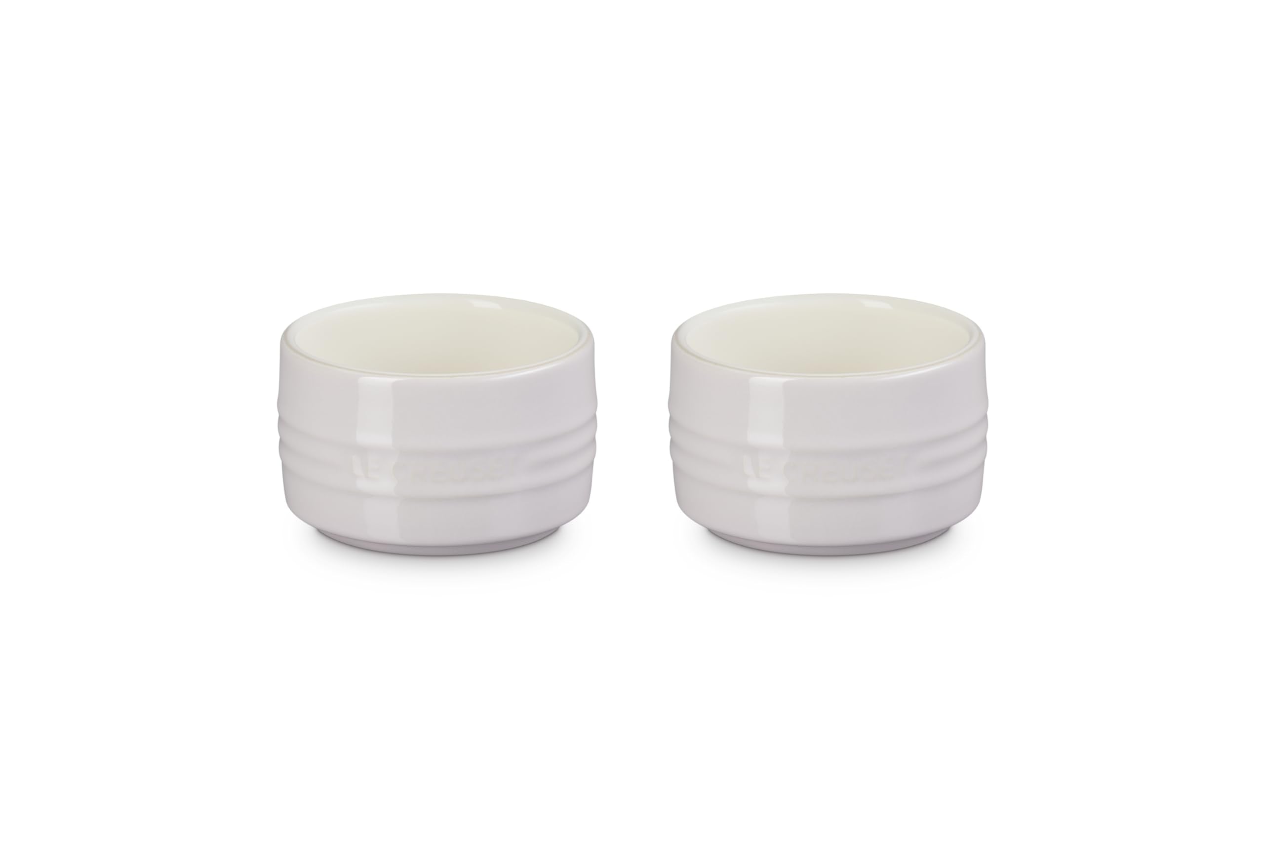 Le Creuset Stoneware Round Ramekin Straight Wall Set of 2, 7 oz. Each, White