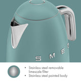 SMEG 50's Retro Style 7 Cup Electric Water Kettle with Automatic Shutoff, Removable Base, and Water Indicator, KLF03CHMUS, Matte Campagne