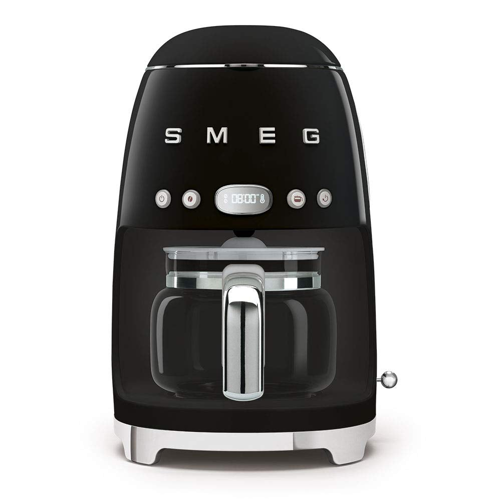 Smeg 50's Retro Style Aesthetic Drip Coffee Machine with 10 Cup Glass Carafe, Auto Start Feature, Keep Warm Plate, and Two Coffee Strength Settings (Red)