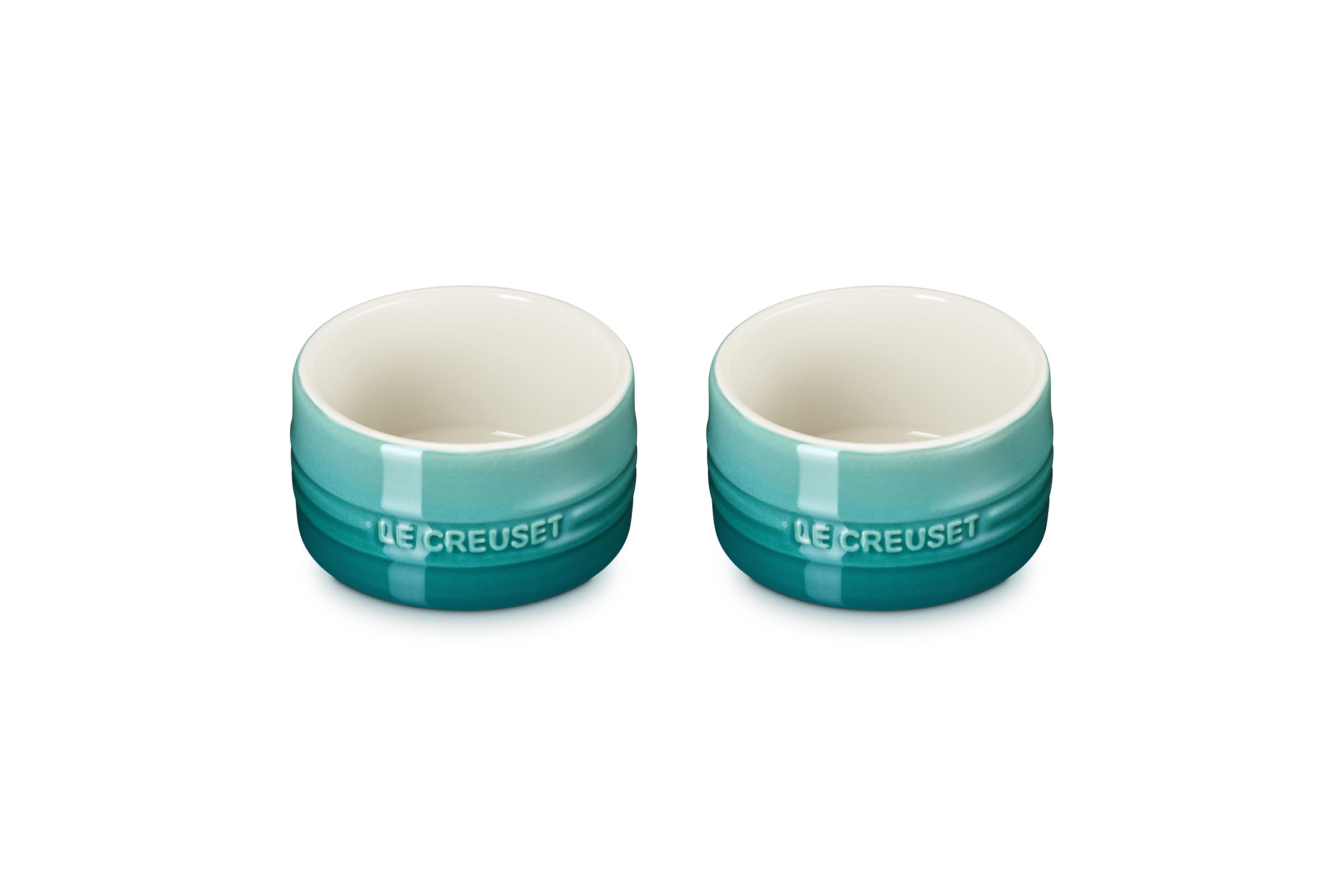Le Creuset Stoneware Round Ramekin Straight Wall Set of 2, 7 oz. Each, White