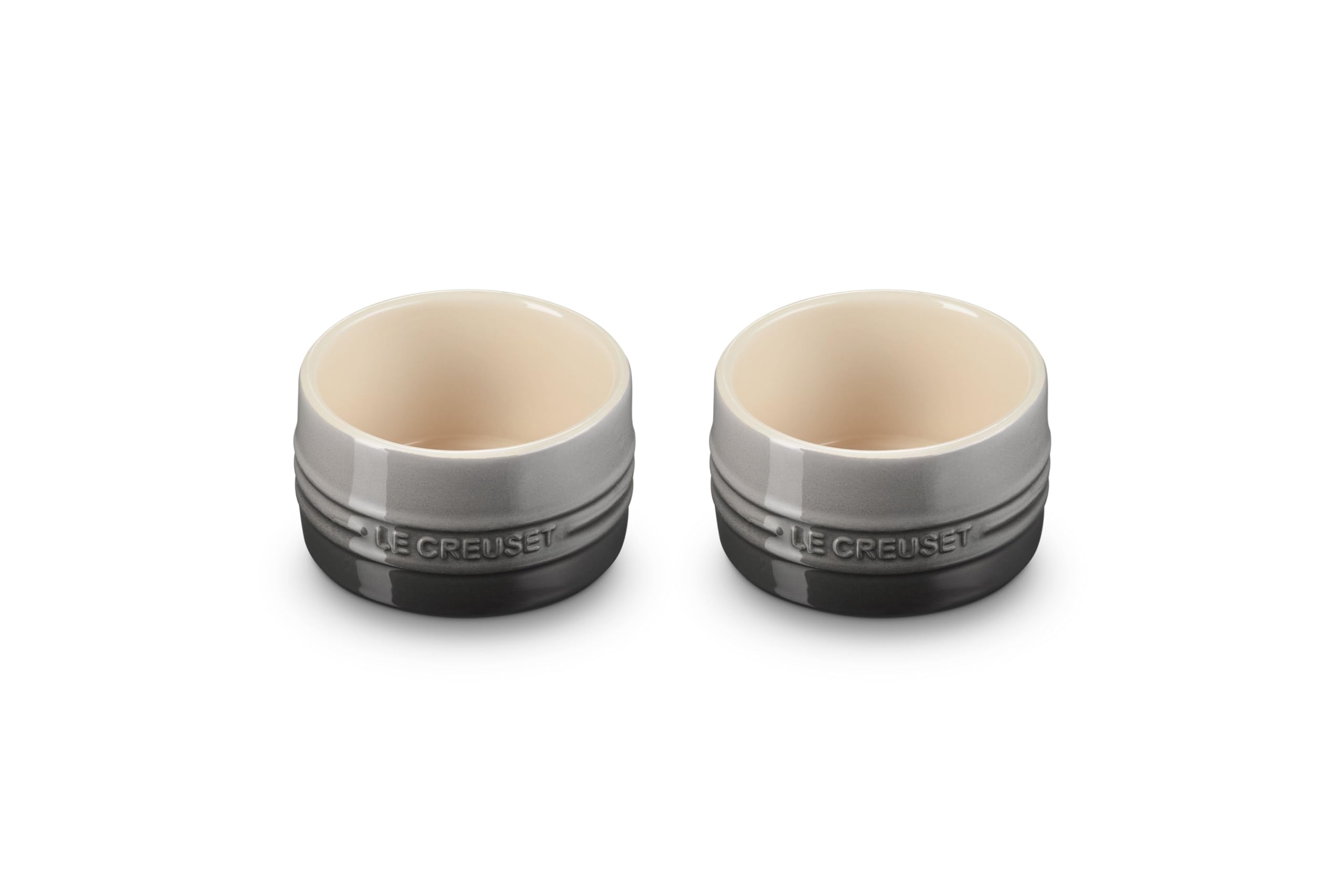 Le Creuset Stoneware Round Ramekin Straight Wall Set of 2, 7 oz. Each, White