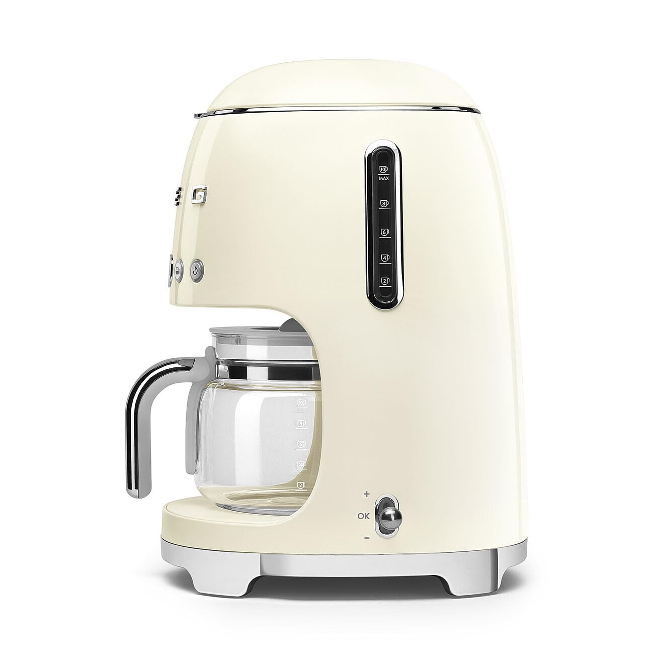 Smeg 50's Retro Style Aesthetic Drip Coffee Machine with 10 Cup Glass Carafe, Auto Start Feature, Keep Warm Plate, and Two Coffee Strength Settings (Red)