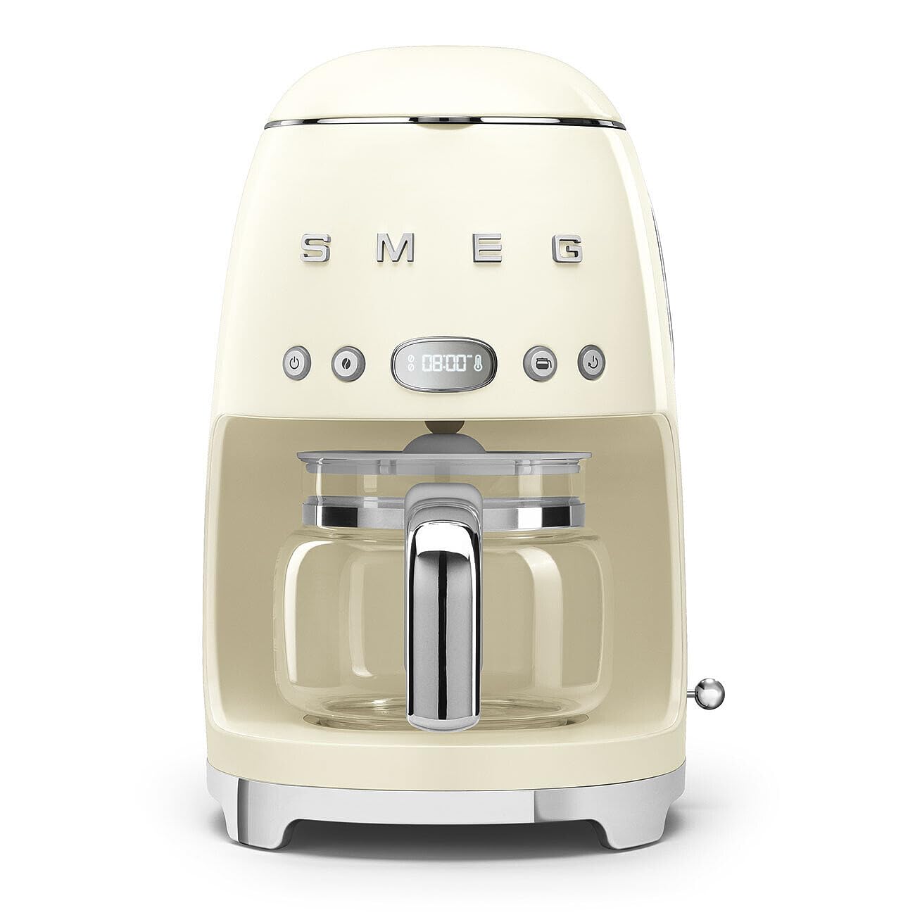 Smeg 50's Retro Style Aesthetic Drip Coffee Machine with 10 Cup Glass Carafe, Auto Start Feature, Keep Warm Plate, and Two Coffee Strength Settings (Red)