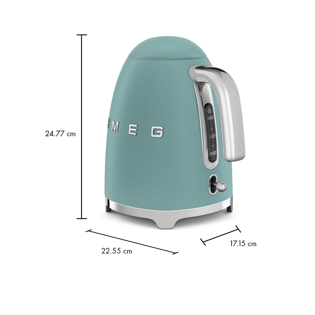 SMEG 50's Retro Style 7 Cup Electric Water Kettle with Automatic Shutoff, Removable Base, and Water Indicator, KLF03CHMUS, Matte Campagne