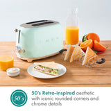 SMEG 2 Slice Toaster with 6 Presets and Defrost Function and Removable Crumb Tray TSF01RDUS, RED
