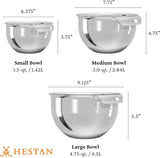 Hestan Provisions – 3-Piece Stainless Steel Mixing Bowl Set – 1.5qt, 3qt, and 4.75qt, Nesting Design